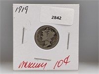 1919 90% Silver Mercury Dime 10 Cents