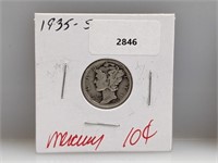 1935-S 90% Silver Mercury Dime 10 Cents