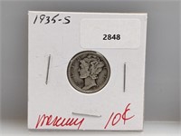1935-S 90% Silver Mercury Dime 10 Cents