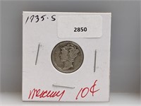 1935-S 90% Silver Mercury Dime 10 Cents