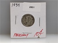 1939 90% Silver Mercury Dime 10 Cents