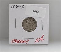 1939-D 90% Silver Mercury Dime 10 Cents