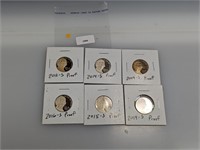 6-PF Mixed Dated Jefferson Nickels