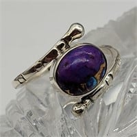 925 SILVER PURPLE TURQUOISE RING SZ 8.25