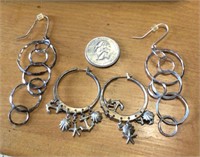2 pair of sterling silver dangle earrings