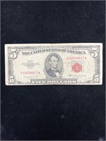 1953 B $5 Red Seal Note