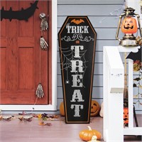 Halloween Porch Sign: Wooden Coffin Decor