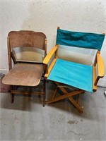 Antique Folding Chair & Chair