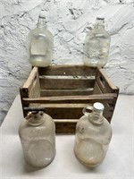 Glass Bottles in Wooden Case