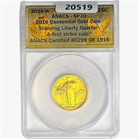 2016 Gold Standing Liberty Quarter ANACS SP70