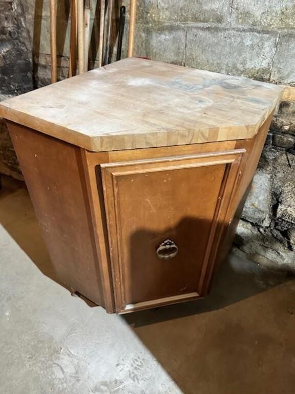Wood Chop Block Top Corner Cabinet
