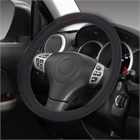 Cardideng 15 Leather Steering Wheel Cover  B/R