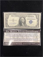 1935 E $1 Silver Certificate with COA