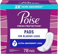 Poise Pads  Ultra Absorbency  Long  78 Count