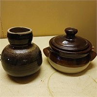 Pottery Vase & Stoneware Jar