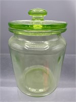 Green depression uranium glass jar