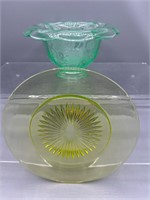 Uranium glass bowl and plate