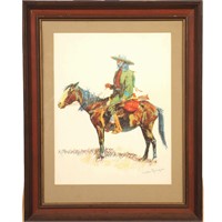 FREDERIC REMINGTON FRAMED COLOR LITHOGRAPH
