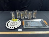 25th & 50th Anniversary Glasses, Plate, Tray