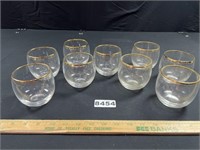MCM Gold Rimmed Roly Poly Cocktail Glasses