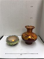 Pottery Bowl & Glass Vase