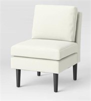 Faux Leather Slipper Chair with Wood Legs Cream