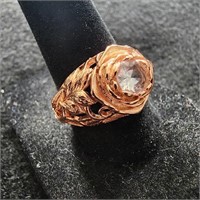 Synthetic Rose Gold Ring with leaf Detail