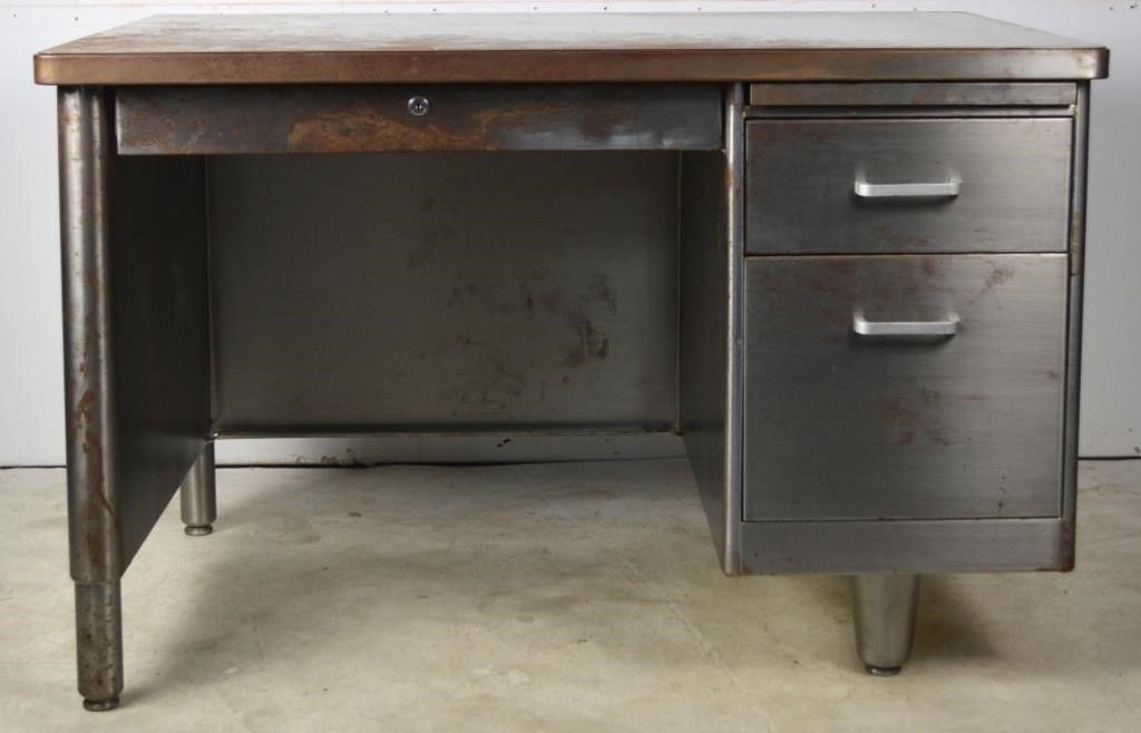 VINTAGE MID CENTURY STAINLESS STEEL DESK