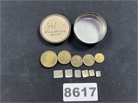Antique Scale Weight Set in tin