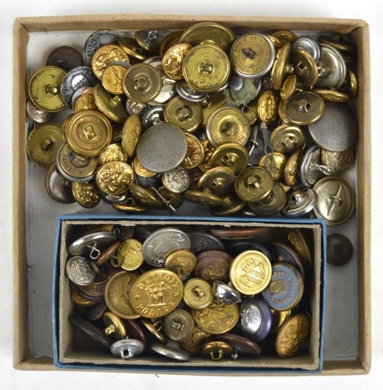 LARGE GROUPING OF MILITARY BUTTONS BRASS METAL