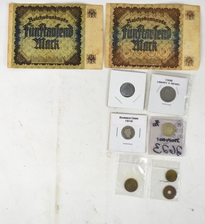REICHSMARKS GERMAN MARKS & COINAGE BARBER DIME ETC