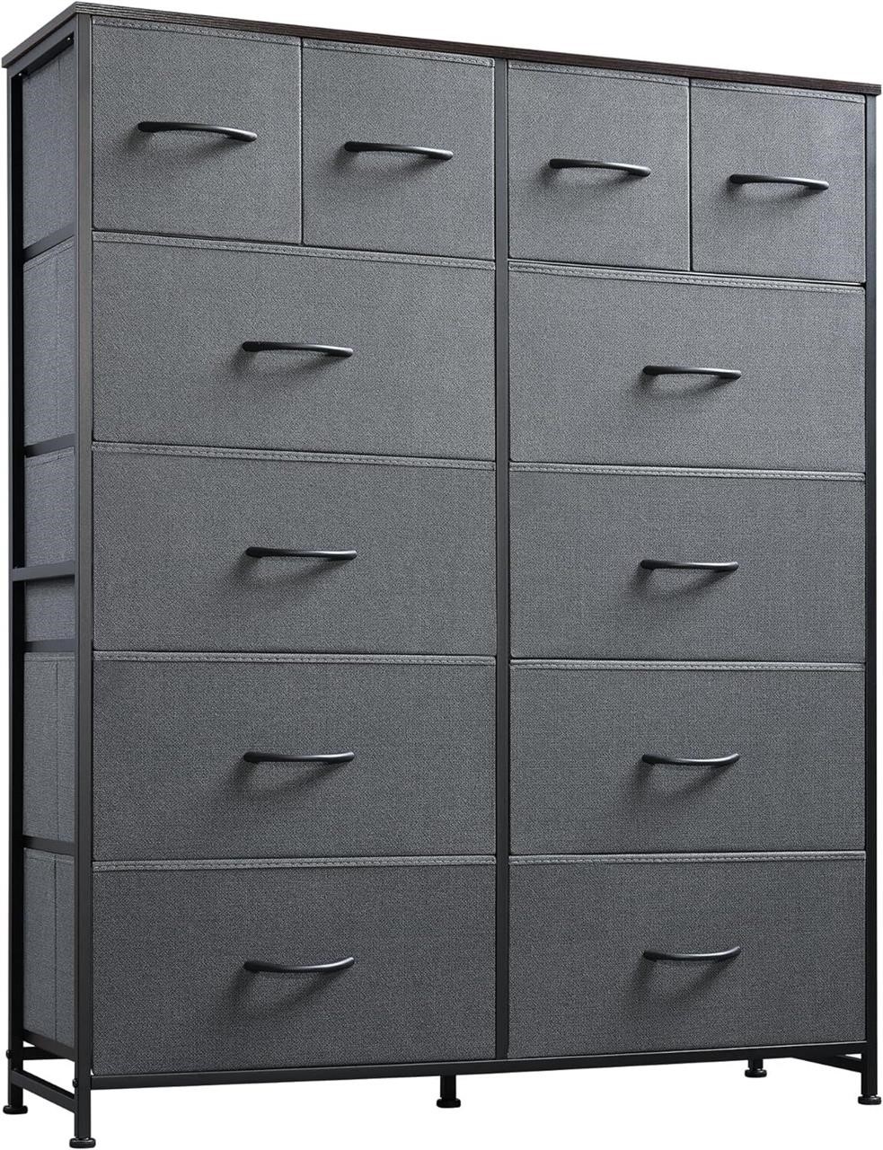 WLIVE Tall Dresser  12 Drawers  Dark Grey