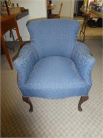 Blue Upholstered Queen Ann Arm Chair