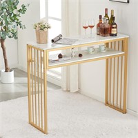 GOLASON Gold Bar Table  Open Shelf  47W
