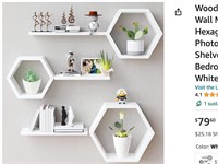 Wooden Hexagon Floating Shelves Wall Mounted