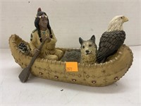 Indian in Canoe Decor