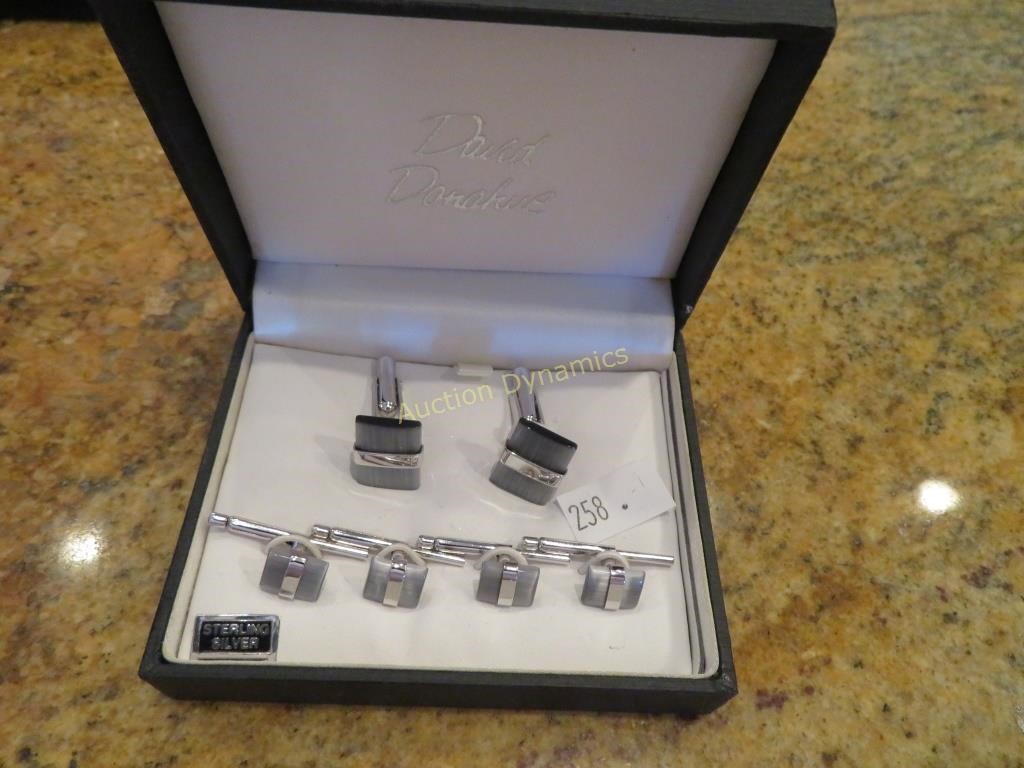 Sterling Silver Cufflink & Button Set,