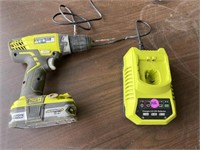 Ryobi 18 V lithium drill with battery and charger