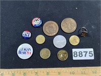 Poiltical Pins, Tokens, Kennedy Ring