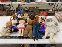 Group of Plush Toys and Dolls