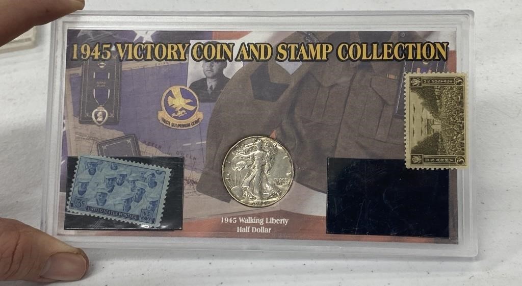 1945 Victory Coin and Stamp Set Silver