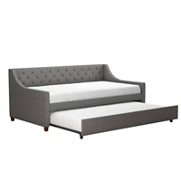 $340 Retail-Gray Linen Twin Daybed and Trundle