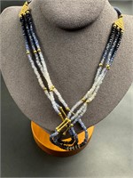 18k gold sapphire beads necklace