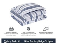 5-Piece Bed-in-A-Bag  Twin&TXL  Blue Denim Stripe