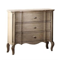 3-Drawer Nightstand  Scalloped  Cabriole  Taupe