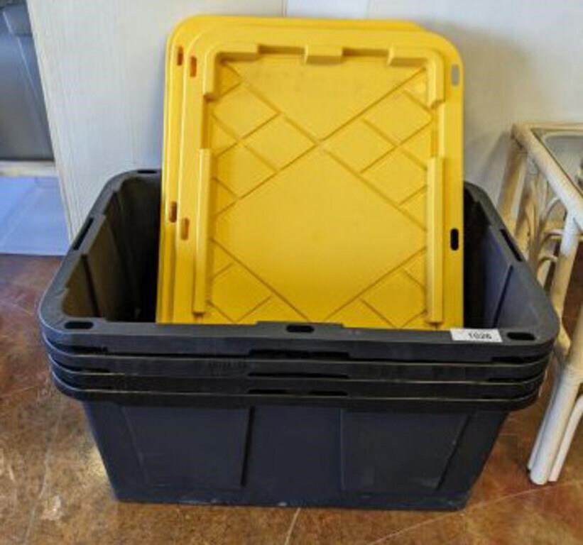 4 GREENMADE 27 GAL TOTES W/ LIDS