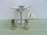 (3) Sterling Weighted Pieces - Compote, Salt &