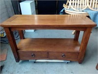 Solid Wood Table with 2 Drawers Measures 50" x