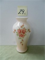 Fenton Art Glass Pink Vase w/ Flowers