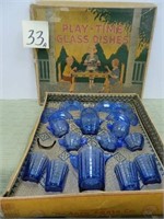 Vintage Play Time Cobalt Blue Glass Child's Tea -